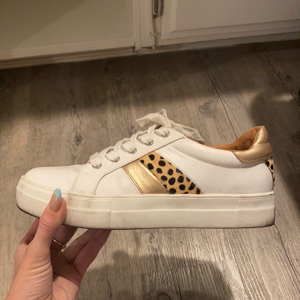 Animal print platform tennies